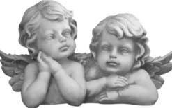 Casa Padrino Jugendstil Deko Skulptur 2 Engel Grau 31 x 15 x H. 19 cm - Elegante Deko Stein Figur - Wohnzimmer Deko - Garten Deko - Barock & Jugendstil Deko Accessoires