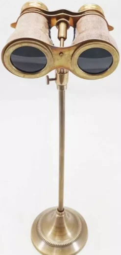 Casa Padrino Jugendstil Deko Fernglas mit Stativ Antik Braun / Messing 8,5-10 x 11 x H. 37 cm - Wohnzimmer Deko - Büro Deko - Schreibtisch Deko - Deko Accessoirs