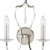 Casa Padrino Jugendstil Doppel Wandleuchte Silber 36 x 19 x H. 41 cm - Elegante Hotel & Restaurant Wandlampe - Barock & Jugendstil Wandleuchten