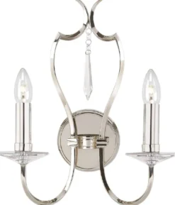 Casa Padrino Jugendstil Doppel Wandleuchte Silber 36 x 19 x H. 41 cm - Elegante Hotel & Restaurant Wandlampe - Barock & Jugendstil Wandleuchten