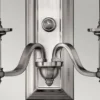 Casa Padrino Jugendstil Doppel Wandleuchte Silber / Weiß 39,4 x 17,1 x H. 40 cm - Elegante Hotel & Restaurant Wandlampe - Barock & Jugendstil Wandleuchten