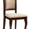 Casa Padrino Jugendstil Esszimmer Stuhl 8er Set Creme / Gold / Dunkelbraun 44 x 44 x H. 96 cm - Elegante Massivholz Küchen Stühle mit Streifen - Barock & Jugendstil Esszimmer Möbel