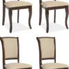 Casa Padrino Jugendstil Esszimmer Stuhl 4er Set Creme / Dunkelbraun 44 x 44 x H. 96 cm - Elegante Massivholz Küchen Stühle - Barock & Jugendstil Esszimmer Möbel