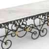Casa Padrino Jugendstil Gartentisch Weiß / Schwarz / Messing 270 x 100 x H. 75 cm - Nostalgischer Schmiedeeisen Garten & Terrassen Tisch mit Marmorplatte - Jugendstil Garten & Terrassen Möbel