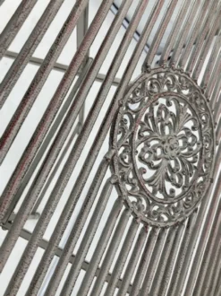 Casa Padrino Jugendstil Gartentisch Antik Grau 62 x 49 x H. 70 cm - Nostalgischer Metall Tisch - Nostalgische Metall Garten & Terrassen Möbel