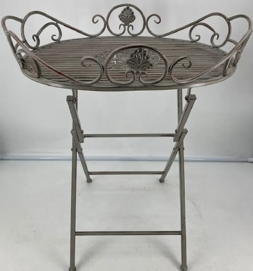 Casa Padrino Jugendstil Gartentisch Antik Grau 62 x 49 x H. 70 cm - Nostalgischer Metall Tisch - Nostalgische Metall Garten & Terrassen Möbel