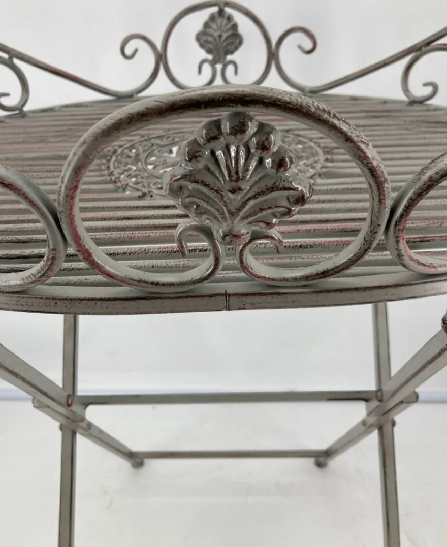 Casa Padrino Jugendstil Gartentisch Antik Grau 62 x 49 x H. 70 cm - Nostalgischer Metall Tisch - Nostalgische Metall Garten & Terrassen Möbel