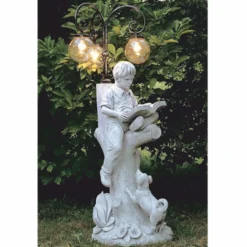 Casa Padrino Jugendstil Gartenlaterne Grau / Schwarz / Bernstein H. 181 cm - Jugendstil Außenstehleuchte - Jugendstil Außenbeleuchtung - Made in Italy