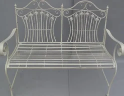 Casa Padrino Jugendstil Gartenbank Rustikal Weiß 120 x 58 x H. 97 cm - Nostalgische Sitzbank - Garten & Terrassen Möbel