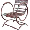 Casa Padrino Jugendstil Gartenstuhl mit Armlehnen Antik Rot 60 x 45 x H. 85 cm - Handgefertigte Gartenmöbel