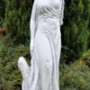 Casa Padrino Jugendstil Garten Deko Skulptur Dame Grau 40 x 40 x H. 140 cm - Elegante Garten Deko Stein Figur - Barock & Jugendstil Garten Deko Accessoires
