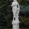 Casa Padrino Jugendstil Garten Deko Skulptur Frau Grau 44 x 30 x H. 140 cm - Elegante Garten Deko Stein Figur - Barock & Jugendstil Garten Deko Accessoires