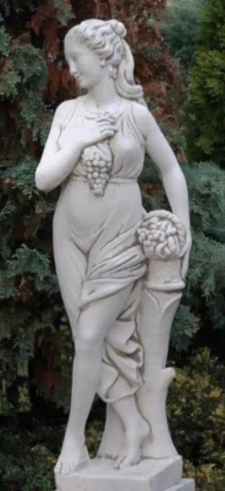 Casa Padrino Jugendstil Garten Deko Skulptur Frau Grau 44 x 30 x H. 140 cm - Elegante Garten Deko Stein Figur - Barock & Jugendstil Garten Deko Accessoires