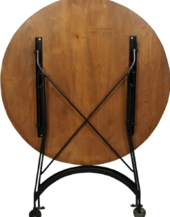 Casa Padrino Jugendstil Garten Esstisch Braun / Schwarz - Verschiedene Größen - Klappbarer Metall Gartentisch mit Massivholz Tischplatte - Gastronomie & Garten Möbel