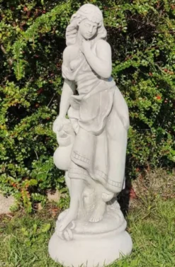 Casa Padrino Jugendstil Garten Deko Skulptur Dame Grau H. 66 cm - Elegante Garten Deko Stein Figur - Barock & Jugendstil Garten Deko Accessoires