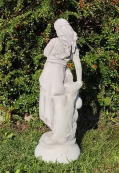 Casa Padrino Jugendstil Garten Deko Skulptur Dame Grau H. 66 cm - Elegante Garten Deko Stein Figur - Barock & Jugendstil Garten Deko Accessoires