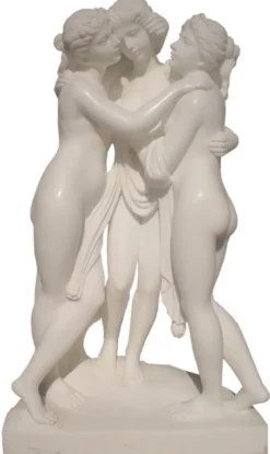 Casa Padrino Jugendstil Garten Deko Marmor Skulptur 3 Frauen Grau H. 180 cm