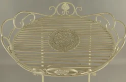 Casa Padrino Jugendstil Garten Beistelltisch Rustikal Weiß 63 x 48 x H. 70 cm - Klappbarer Garten Metall Tisch - Barock & Jugendstil Garten Möbel
