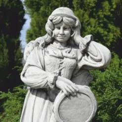 Casa Padrino Jugendstil Garten Deko Stein Skulptur Frau Grau H. 185 cm