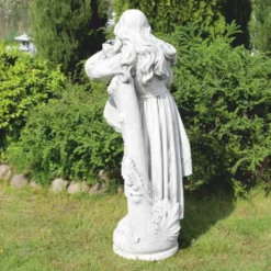 Casa Padrino Jugendstil Garten Deko Stein Skulptur Frau Grau H. 185 cm