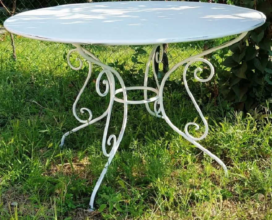 Casa Padrino Jugendstil Gartentisch Weiß Ø 120 x H. 70 cm - Nostalgische Garten Möbel