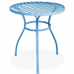Casa Padrino Jugendstil Gartentisch Hellblau Ø 60 x H. 65 cm - Nostalgische Garten Möbel