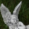 Casa Padrino Jugendstil Garten Deko Skulptur Engel Grau 17 x 33 x H. 27 cm - Elegante Garten Deko Stein Figur - Barock & Jugendstil Garten Deko Accessoires