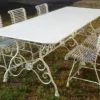 Casa Padrino Jugendstil Garten Esstisch Antik Weiß 250 x 90 x H. 75 cm - Nostalgischer Schmiedeeisen Gartentisch - Jugendstil Schmiedeeisen Garten Möbel - Nostalgische Garten Möbel