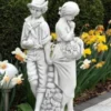 Casa Padrino Jugendstil Garten Deko Skulptur Liebespaar Grau H. 87 cm - Elegante Garten Deko Stein Figur - Barock & Jugendstil Garten Deko Accessoires