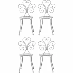 Casa Padrino Jugendstil Gartenstuhl 4er Set Grau H. 89 cm - Garten Möbel