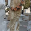Casa Padrino Jugendstil Garten Deko Marmor Skulptur Dame Rechte Seite Weiß / Beige H. 190 cm