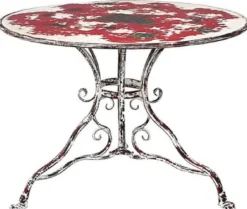 Casa Padrino Jugendstil Gartentisch Weiß / Antik Rot Ø 100 x H. 70 cm - Runder Schmiedeeisen Tisch - Garten & Terrassen Möbel