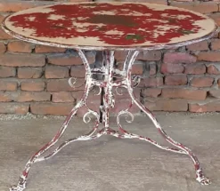 Casa Padrino Jugendstil Gartentisch Weiß / Antik Rot Ø 100 x H. 70 cm - Runder Schmiedeeisen Tisch - Garten & Terrassen Möbel