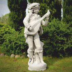 Casa Padrino Jugendstil Garten Deko Stein Skulptur Mann Grau H. 185 cm