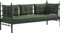 Casa Padrino Jugendstil Gartensofa Schwarz / Dunkelgrün 200 x 70 x H. 92 cm - Garten Sofa - Terrassen Sofa - Garten & Terrassen Möbel
