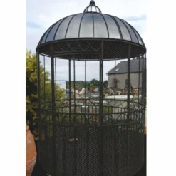 Casa Padrino Jugendstil Garten Vogelhaus Schwarz / Silber Ø 200 x H. 300 cm - Nostalgische Vogelhäuser