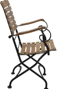 Casa Padrino Jugendstil Gartenstuhl mit Armlehnen Braun / Schwarz 60 x 40 x H. 92 cm - Klappbarer Garten Stuhl - Barock & Jugendstil Gastronomie & Garten Möbel
