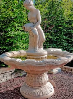Casa Padrino Jugendstil Gartenbrunnen / Springbrunnen Ø 125 x H. 170 cm - Barock & Jugendstil Gartendeko Brunnen