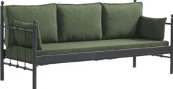 Casa Padrino Jugendstil Gartensofa Schwarz / Dunkelgrün 200 x 70 x H. 92 cm - Garten Sofa - Terrassen Sofa - Jugendstil Garten & Terrassen Möbel