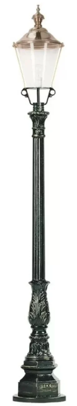 Casa Padrino Jugendstil Gartenlaterne Grün / Kupfer Ø 29 x H. 218 cm - Pulverbeschichtete Aluminium Garten Stehleuchte - Nostalgische Beleuchtung - Nostalgische Leuchten