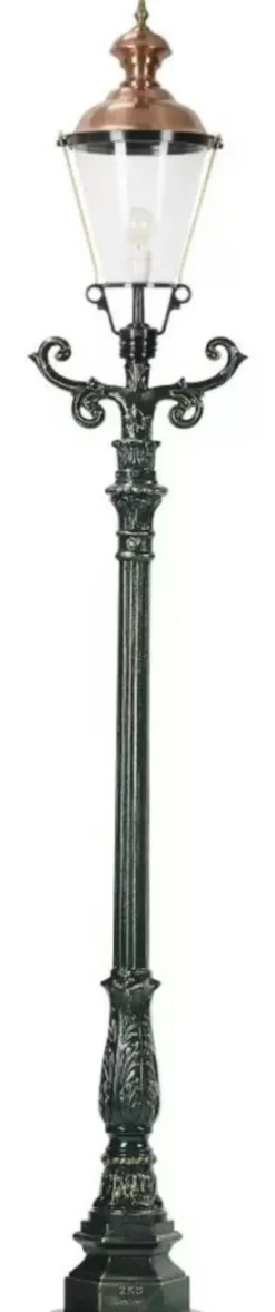 Casa Padrino Jugendstil Garten Stehleuchte Grün / Kupfer 42 x 30 x H. 260 cm - Gartenlaterne - Gartenleuchte - Nostalgische Garten Beleuchtung - Nostalgische Garten Leuchten