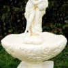 Casa Padrino Jugendstil Gartenbrunnen Frau mit Krug gießt Wasser Weiß / Beige Ø 92 x H. 133 cm - Barock & Jugendstil Gartendeko Brunnen