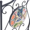 Casa Padrino Jugendstil Gartenstuhl 6er Set Schwarz / Mehrfarbig 39 x 47 x H. 92 cm - Klappbare Stühle mit edlen Keramik Platten - Nostalgische Garten & Gastronomie Möbel