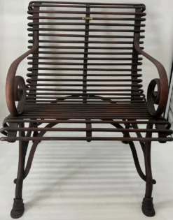 Casa Padrino Jugendstil Garten Stuhl Braun 64 x 62 x H. 71 cm - Schmiedeeisen Stuhl mit Armlehnen - Nostalgische Schmiedeeisen Garten Möbel