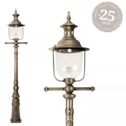 Casa Padrino Jugendstil Gartenlaterne 47 x 32 x H. 226 cm - Bronze - Nostalgische Wetterfeste Außenleuchte