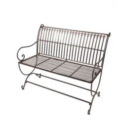Casa Padrino Jugendstil Gartenbank Braun 103,5 x 61 x H. 85,5 cm - Gartenmöbel im Jugendstil - Eisen Sitzbank - Balkon Möbel