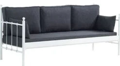 Casa Padrino Jugendstil Gartensofa Weiß / Dunkelgrau 200 x 70 x H. 92 cm - Garten Sofa - Terrassen Sofa - Jugendstil Garten & Terrassen Möbel