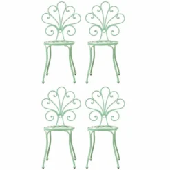 Casa Padrino Jugendstil Gartenstuhl 4er Set Mintgrün H. 91 cm - Garten Möbel