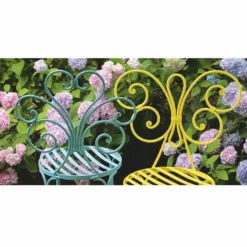 Casa Padrino Jugendstil Gartenstuhl Gelb H. 85 cm - Jugendstil Garten Möbel