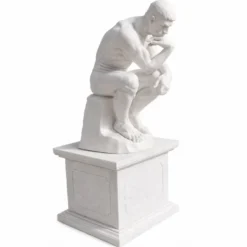 Casa Padrino Jugendstil Garten Marmor Skulptur mit Marmor Sockel Weiß H. 165 cm - Garten Deko Figur